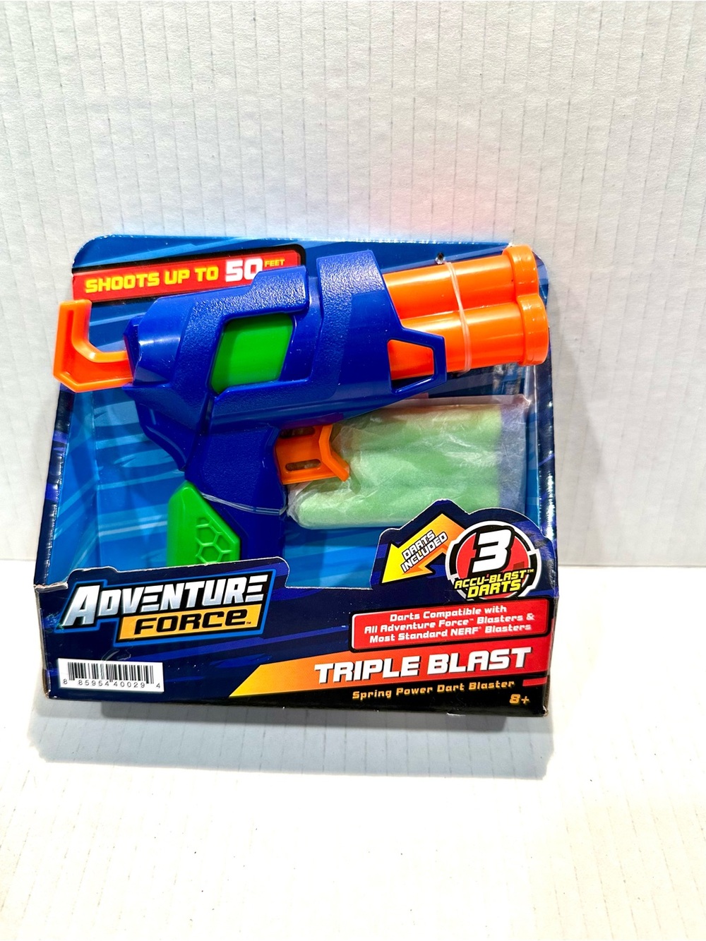 New in box Triple Blast Kids Dart Blaster - Blue & Orange